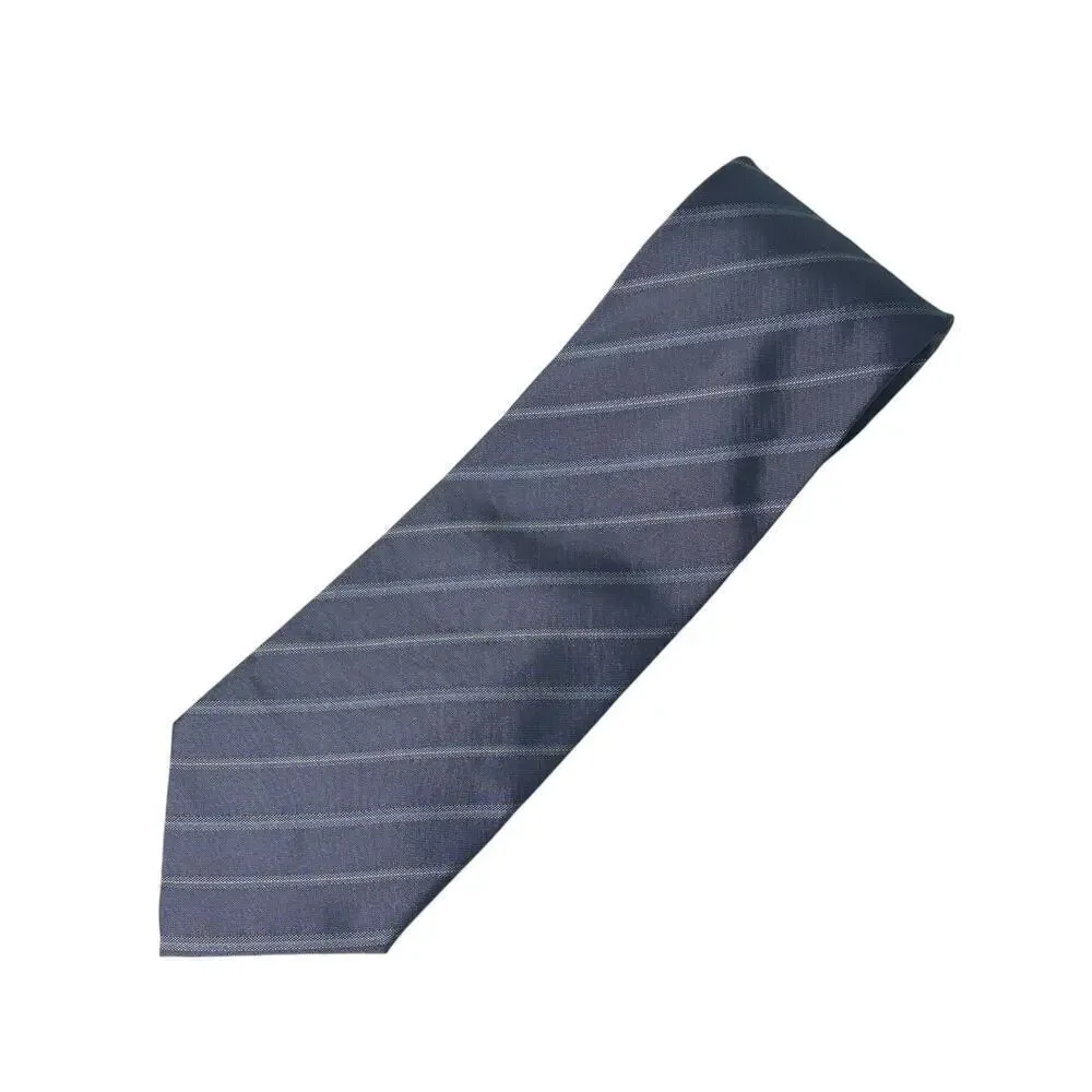 Consenso Uomo Hand Sewn Silk Tie Navy Blue Stripe